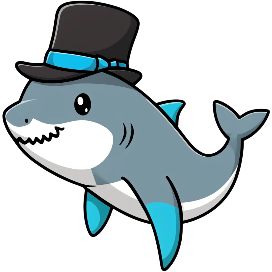 Shark with a top hat emoji