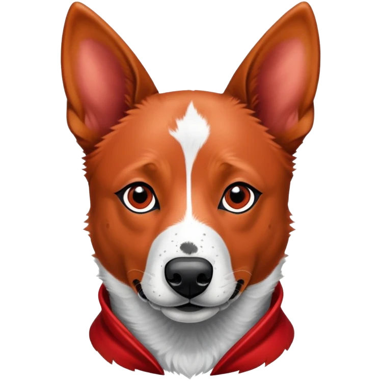 head shot of a red heeler cattle dog with speckled red coat and pointed ears emoji