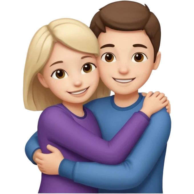 Boy and girl hugging each other in love emoji