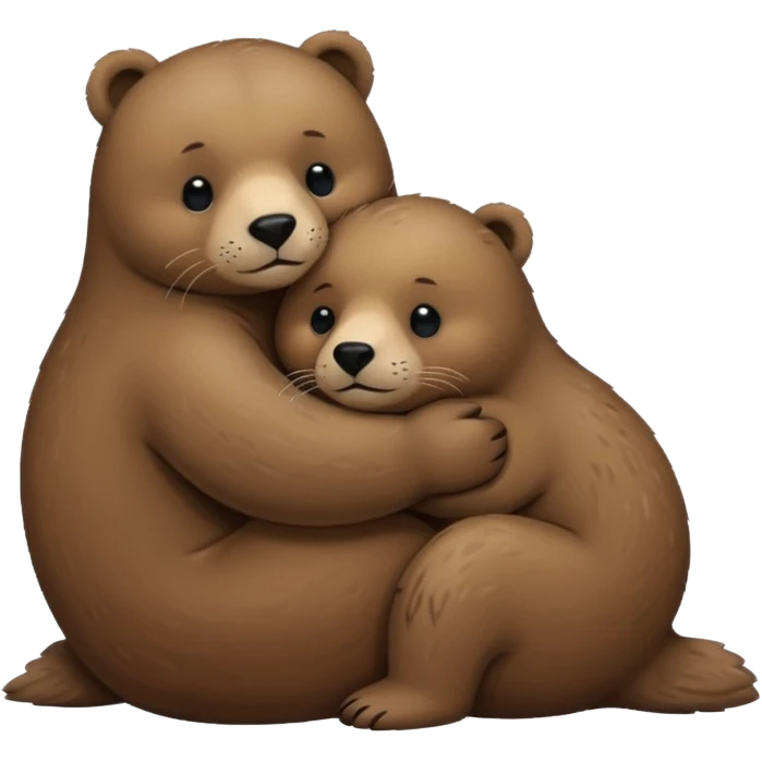 small seal hugging a brown bear emoji