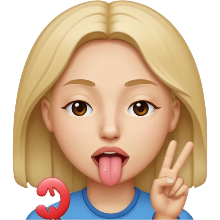 Eyes shut, tongue out , peace sign ￼ emoji