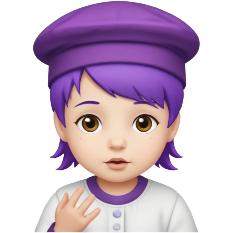 purple haired little baby with white hat emoji