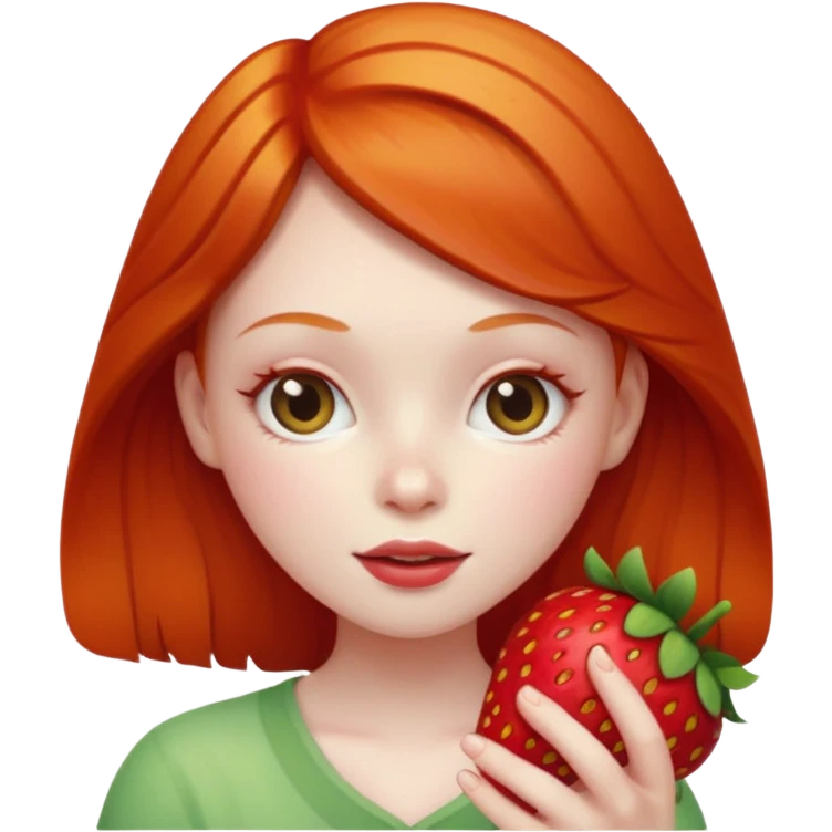 strawberry shortcake ginger girl holding a strawberry emoji