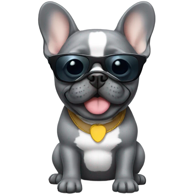 Gray Frenchie wearing sunglasses emoji
