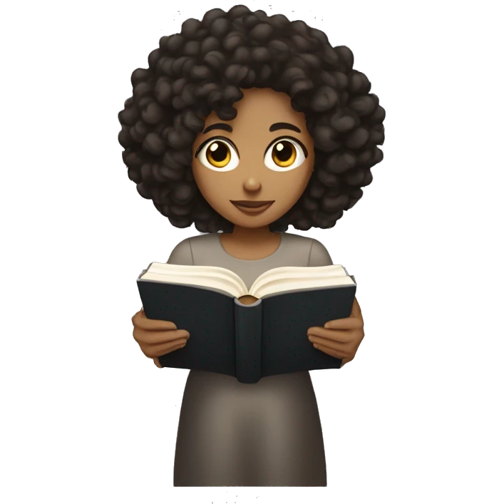 lightskin girl with dark curly hair reading a bible  emoji