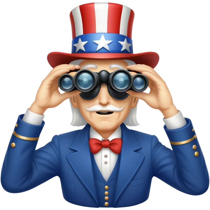Uncle Sam is looking through binoculars emoji