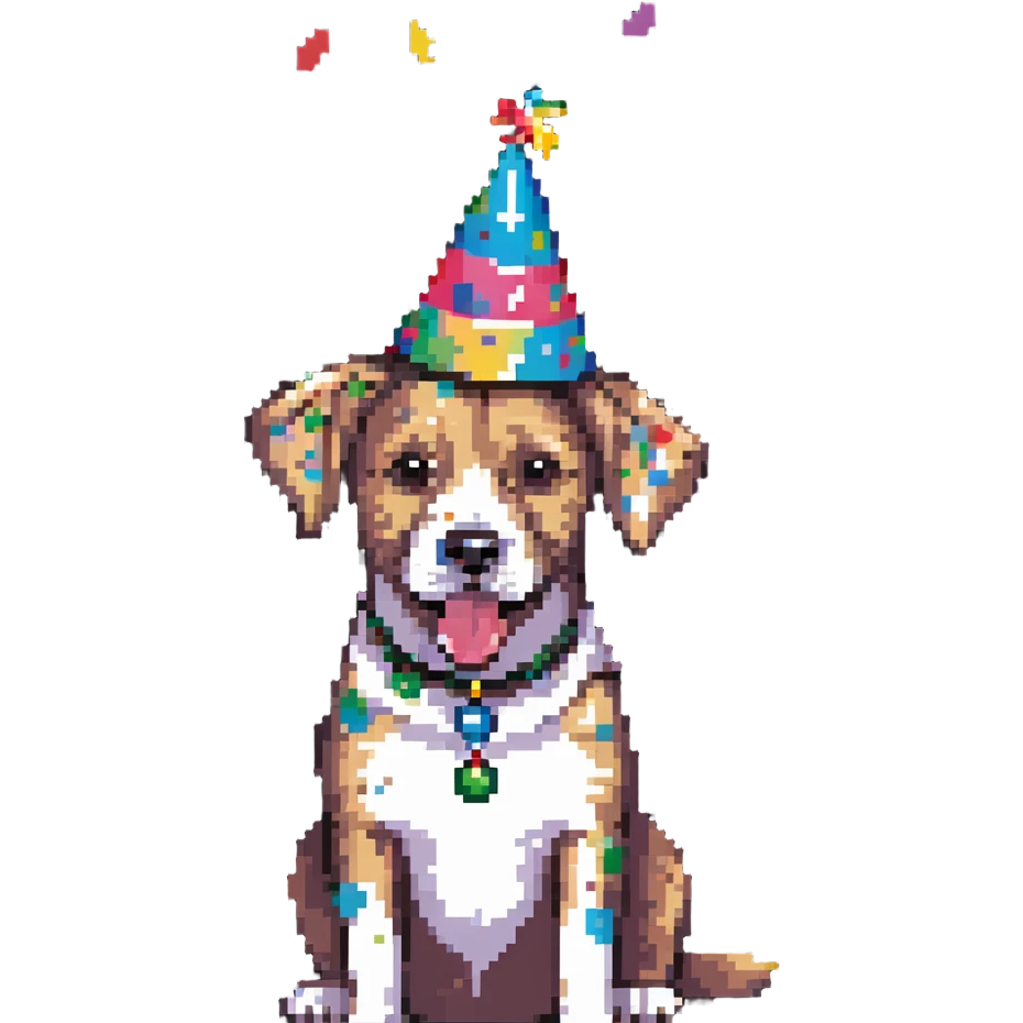 dog celebrating birthday emoji