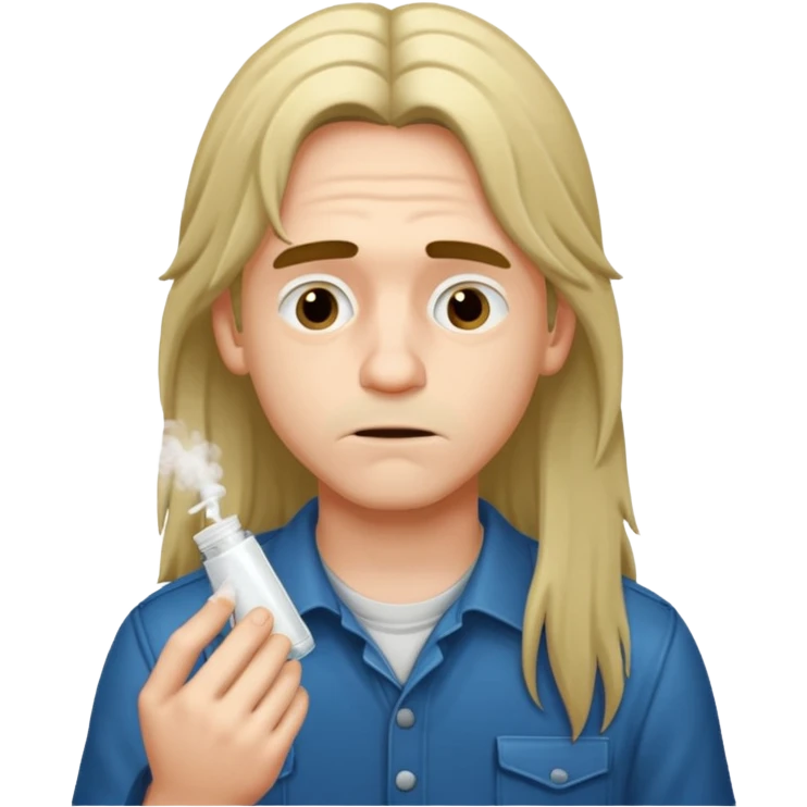boy with long hair sneefing coke emoji