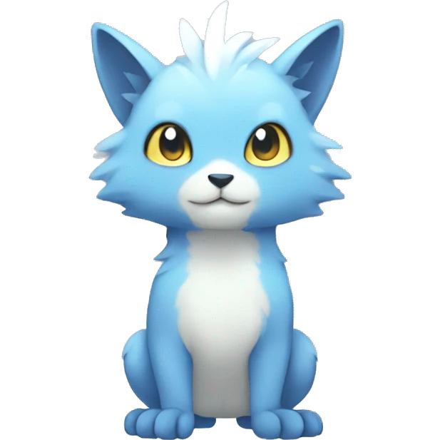 Cute cool white blue animal hybrid Fakemon full body emoji