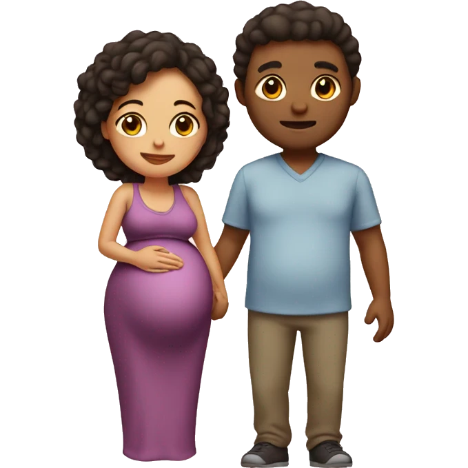 A pregnant woman with her husband  emoji