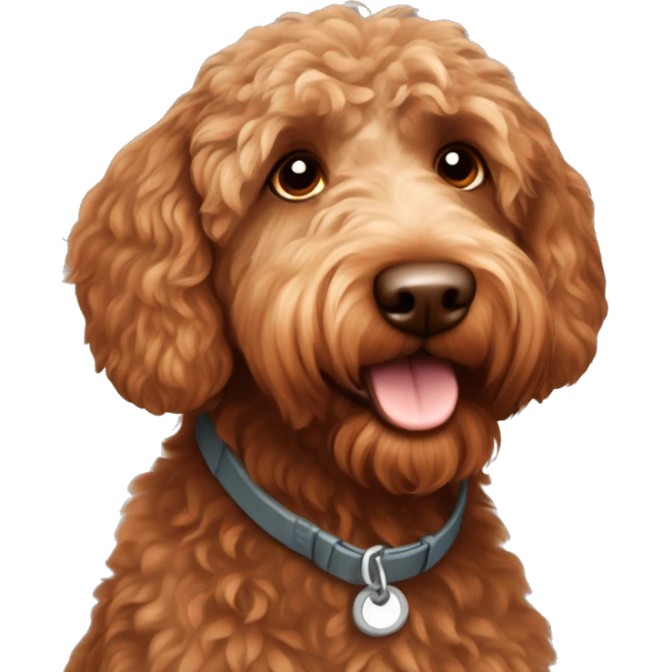 reddish brown australian labradoodle with buzz cut haircut  emoji