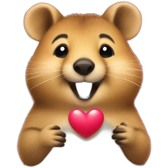 Happy Quokka with big heart emoji