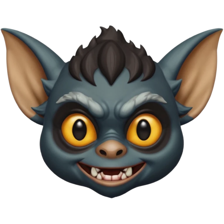 Gremlin with black skin, face only emoji