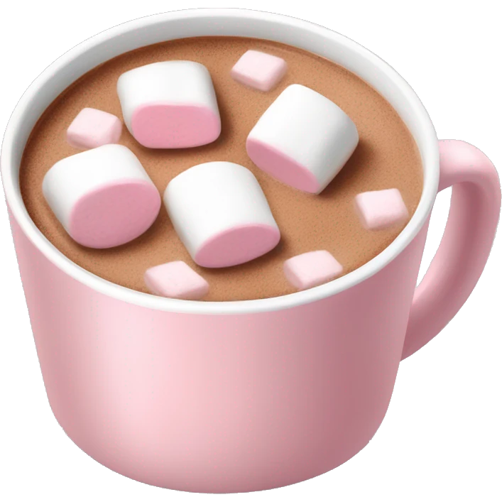 Light Pink mug of hot chocolate with marshmallows  emoji