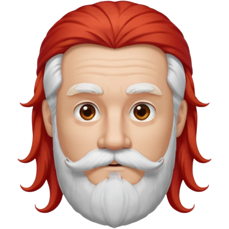very white bearded and white mustached, red long haired, wearing ear accessories emoji