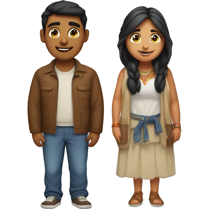chubby indian teen guy and  an american  guy couple emoji