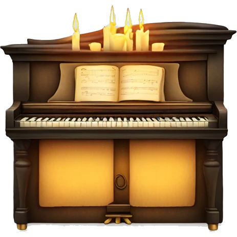 vintage piano with melted candles on top emoji