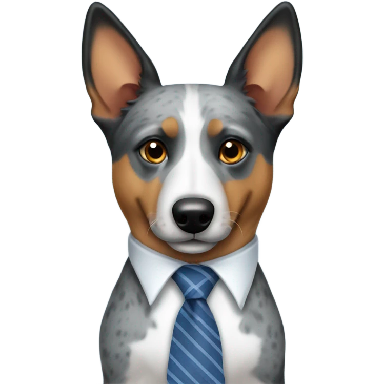 Blue heeler with a long tie emoji