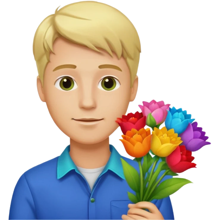 blonde man flower-holding person bouqet emoji