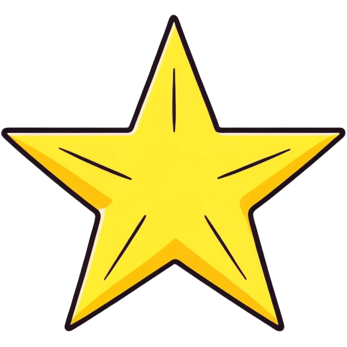 3D golden star with soft glow, five sharp symmetrical points, subtle glitter particles, cartoon style, friendly appeal, pastel yellow background, Pixar-inspired lighting emoji