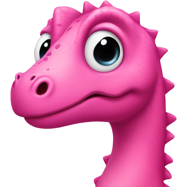 A pink dinosaur making a kissy face emoji