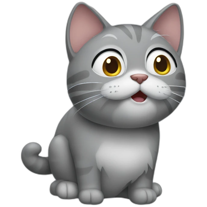 A grey cat throwing up emoji