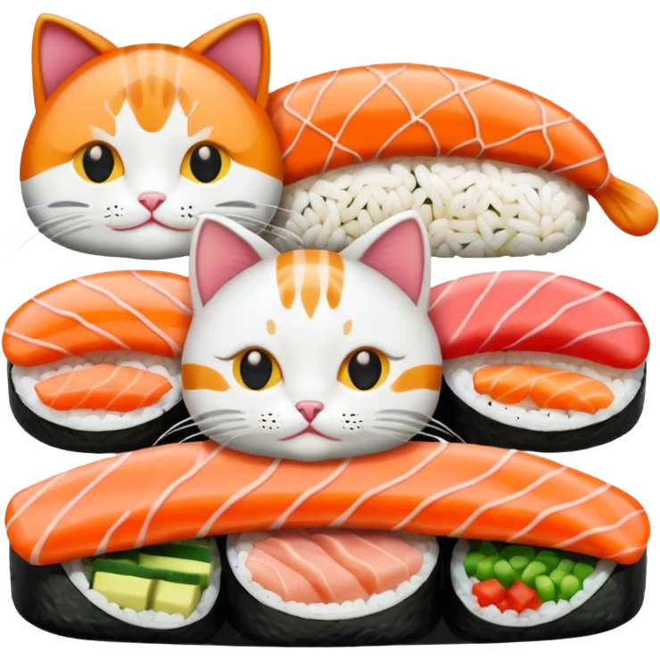 A entire cat body and all and sushi emoji