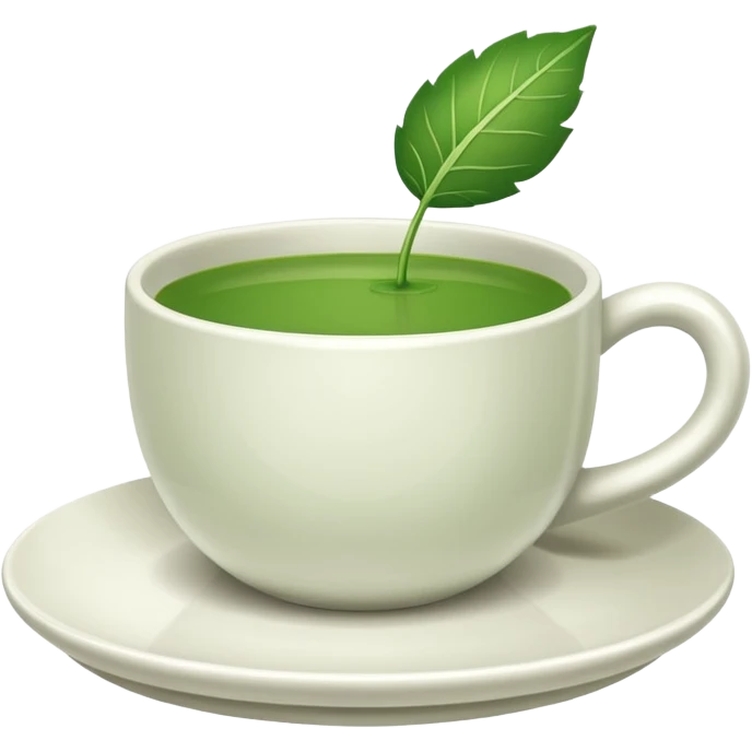 Te  - taza blanca con una hoja a un lado del plato- No dentro emoji