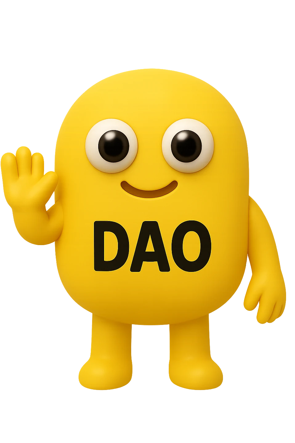 FALLO IDENTICO MA CON LA SCRITTA DAO IN ITALIANO SUL CORPO. emoji con enzima umano con occhi 3d con la scritta "DAO" SUL CORPO IN ITALIANO emoji