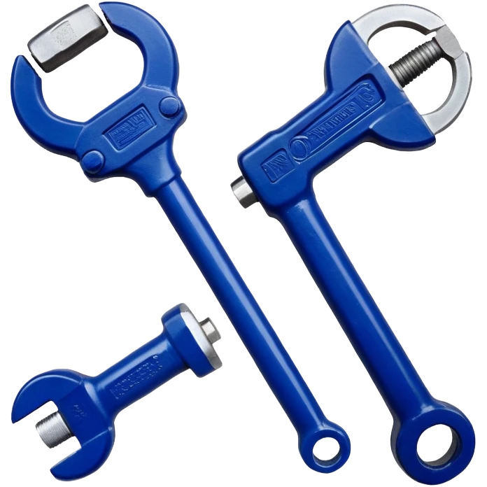 "Create a set of mechanical emojis including a wrench, screw, gear, boiler, valve, power plant, drill, hammer, condenser, evaporator, open/closed heat water , etc., designed in navy blue with white borders."   emoji