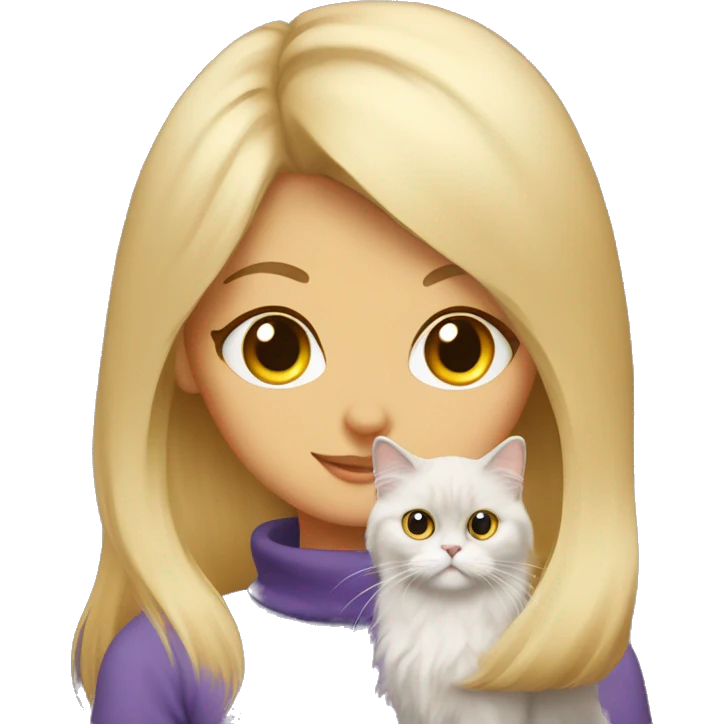 Persian cat with blonde girl emoji