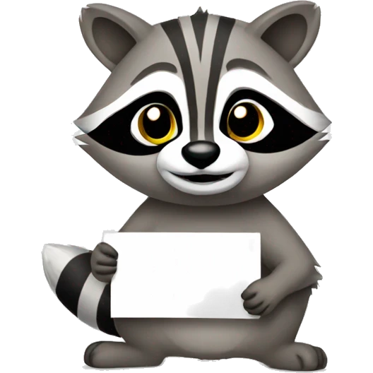Raccoon holding sign 0:1 emoji