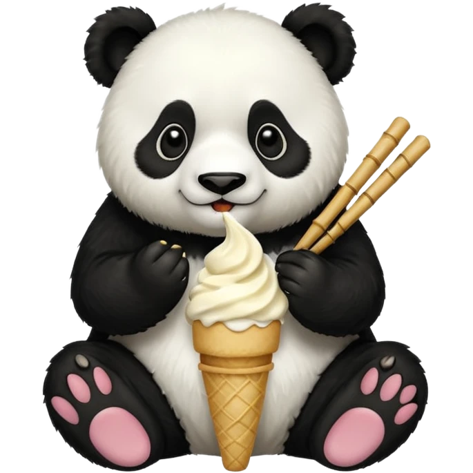 Panda eating ice cream emoji
