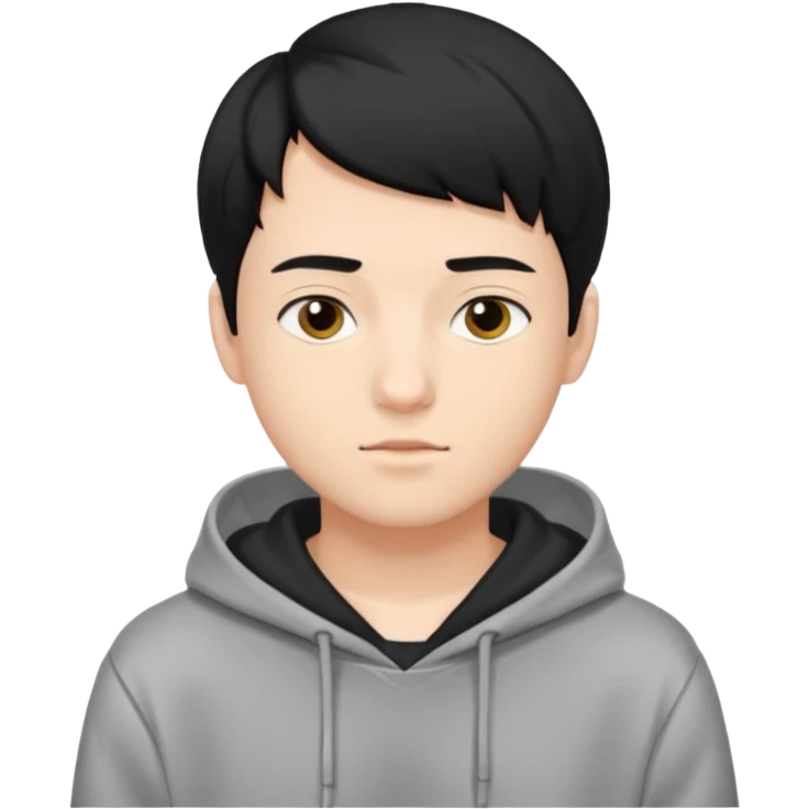 Young man of 21 year old. Short black hair with a hoodie emoji