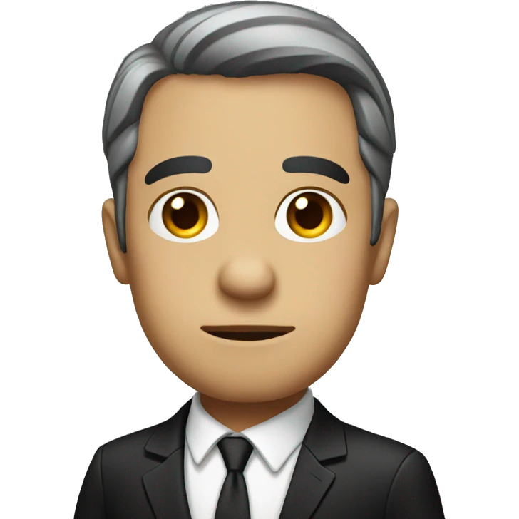 a sad realtor in a black suit emoji