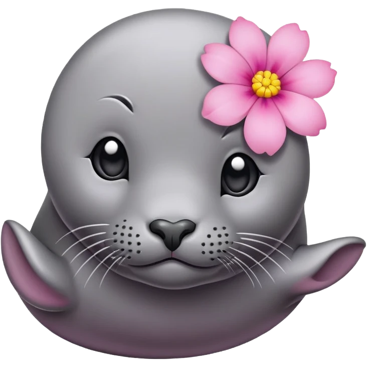 Seal with the pink flower on the head emoji