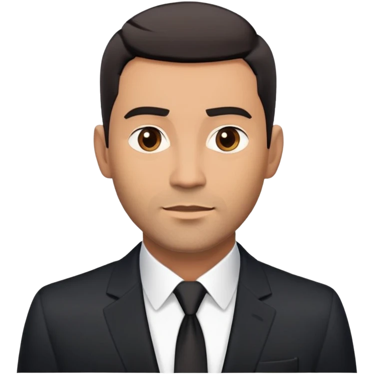 Good-looking robust man in his mid-40s with light brown skin tone, short black hair with evident fade cut, 5 o'clock shadow/scruff instead of beard, strong square face, approachable TV host expression, black blazer left open showing white buttoned shirt with open collar, no tie emoji