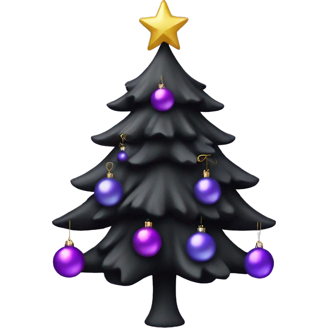 Black Christmas tree with purple ornaments emoji