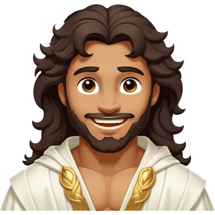 Cinematic Realistic Hercules Portrait, head tilted dramatically with an exaggeratedly amused expression, featuring expressive eyes and a hint of a roguish smile. His bronze, marble-like skin and thick, wavy dark hair, rendered with classical artistry, complement his flowing white robe adorned with delicate golden accents, all brought to life with dynamic natural lighting that captures a rare, playful moment from an enduring legend. emoji
