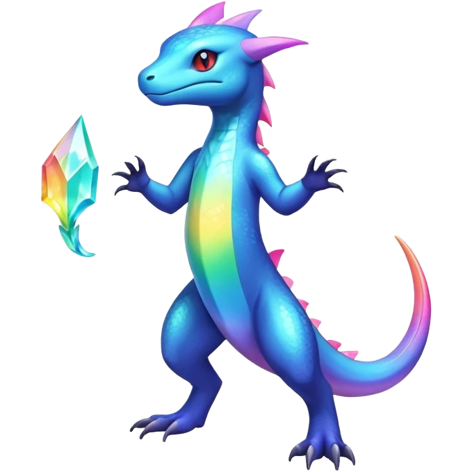 Rainbow crystalic Shiny pastel Salandit-Aurorus-Noibat-Fakémon-hybrid-creature (full body)  emoji
