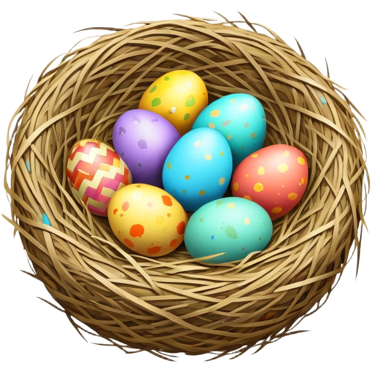 Easter nest with colorful eggs emoji