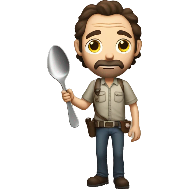 Rick Grimes holding a comically large spoon emoji