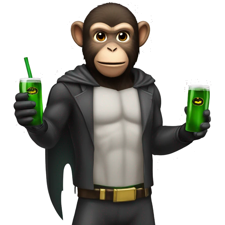 Monkey batman with jägermister in hand emoji