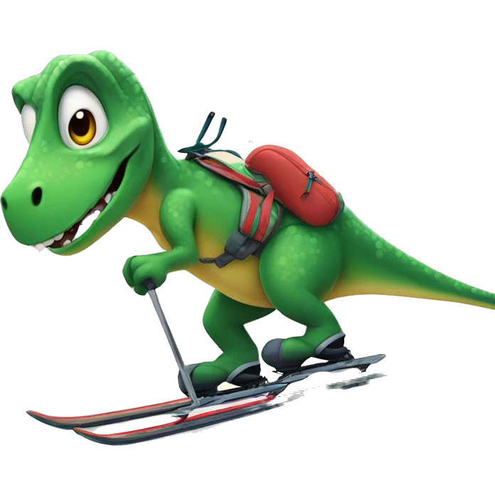Dino skiing emoji