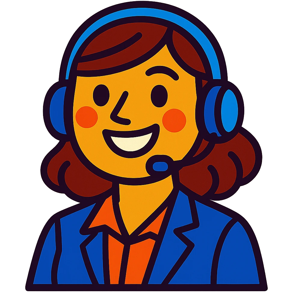 customer service representative with headset cheerful expression vibrant cartoon style emoji
