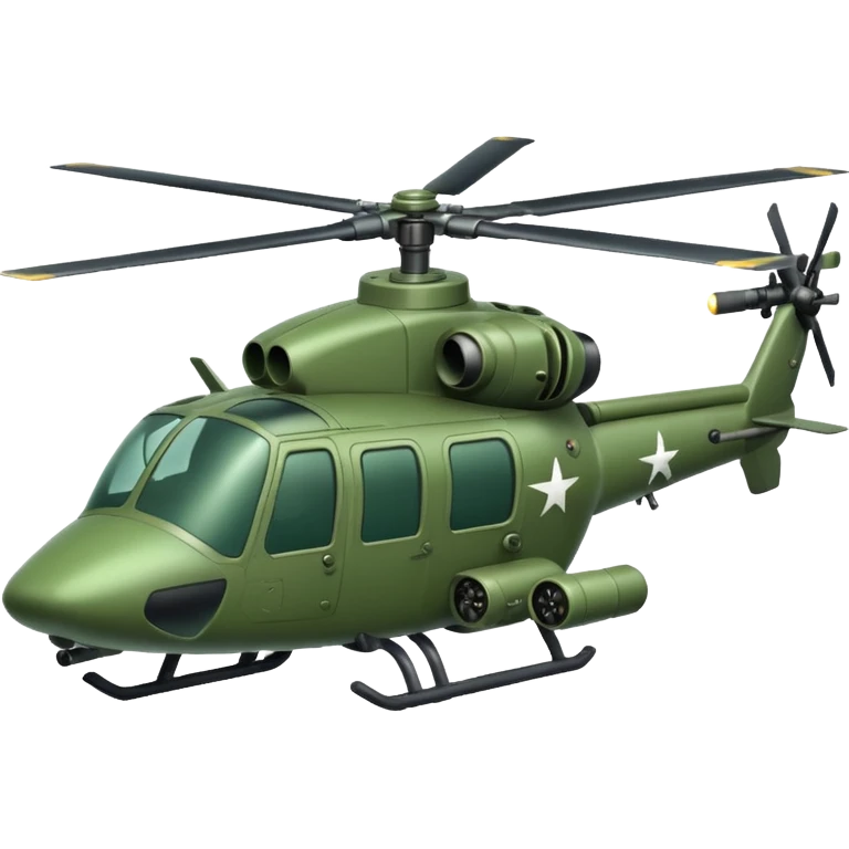 Green battle helicopter with cannon emoji