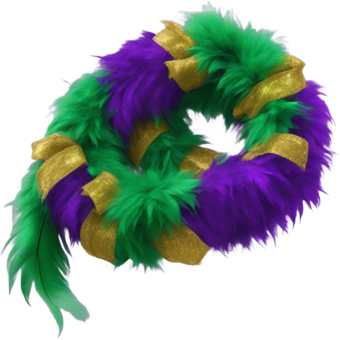 Realistic isolated mardi gras color feather boa. emoji