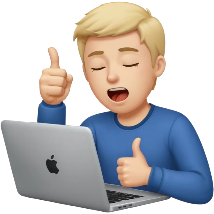 Create a 5 Emojis of my day and write a sentence about it... I am A Man...and i am techie and being tired and sleepy with a Laptop in front... emoji
