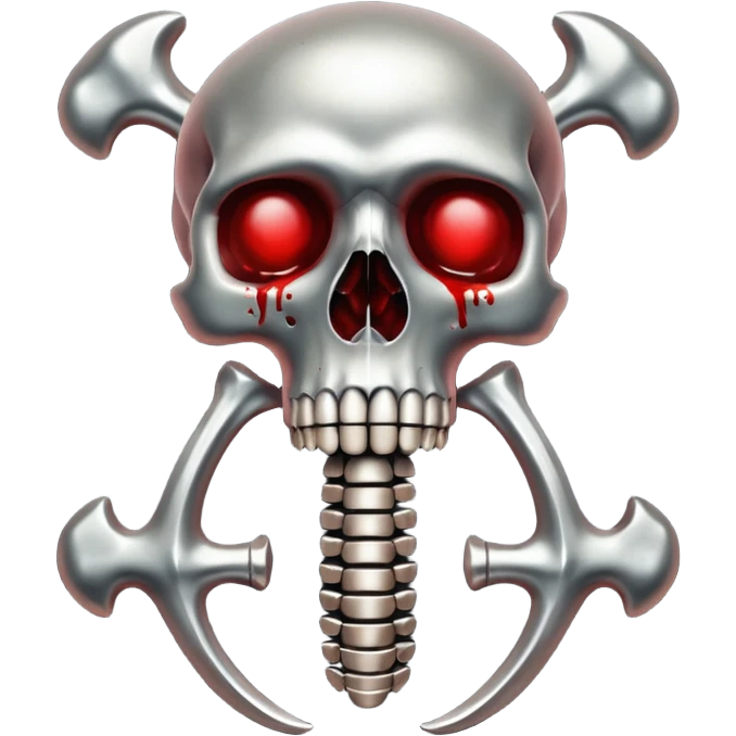 metallic anatomic bones with blood, steel texture, dark dramatic tone, minimal details emoji