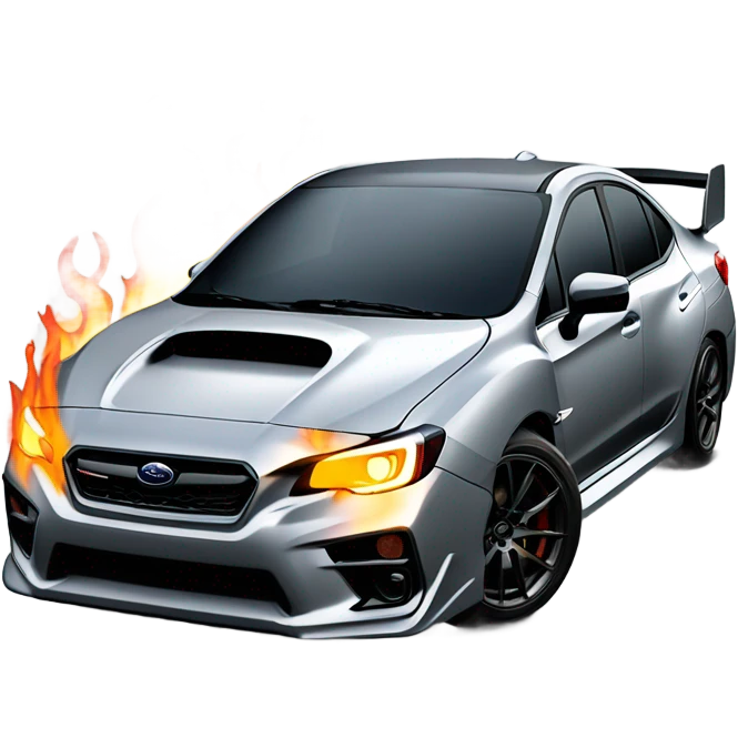 Subaru, WRX 2022 with flames coming out of exhaust pipe emoji
